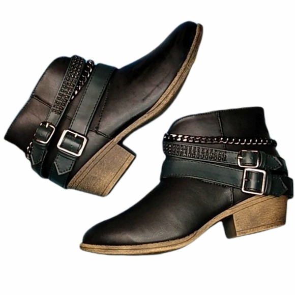 Marc Pico Shoes - Marc Pico Black Abby Strap & Chain Ankle Booties